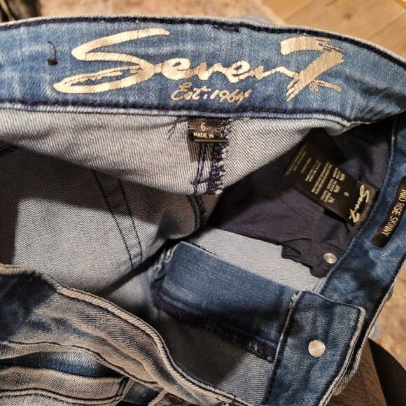 Seven 7 Distressed Side Stripe Skinny Jeans Size 6 - Picture 6 of 7
